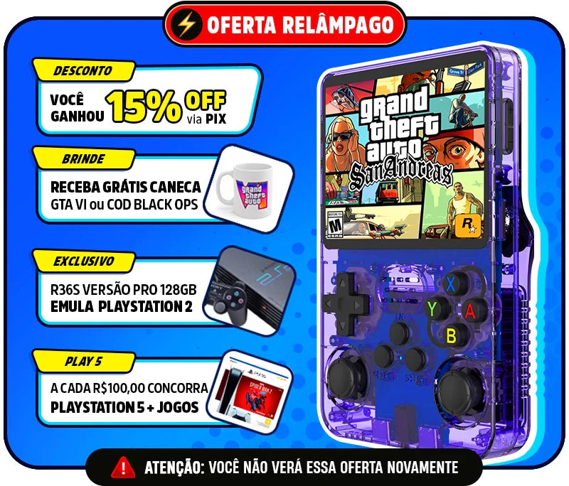 Portátil R36S™ Original - 21.500 Jogos de 20+ Consoles